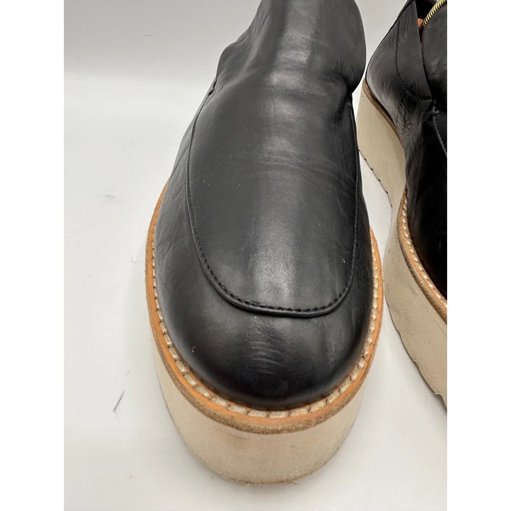 Vince Men's Black Leather Slip-On Platform Loafers Size 9M / EU 39